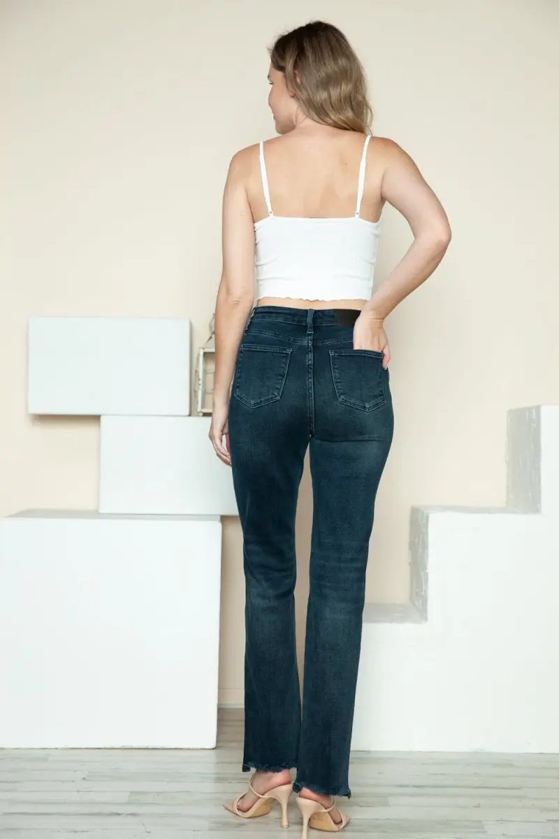 Judy Blue Full Size Button Fly Hem Destroy Straight Jeans - Love Salve